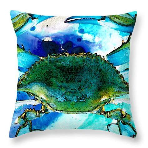 Blue Crab Abstract Seafood Painting Throw Pillow For Sale By Sharon