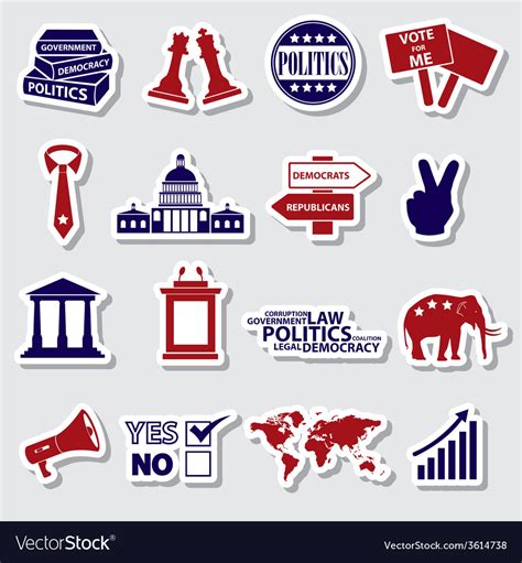 Politics Red And Blue Simple Stickers Set Eps10 Vector Image
