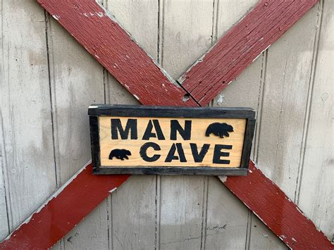 Man Cave Sign Etsy Man Cave Signs Bear Carving Man Cave