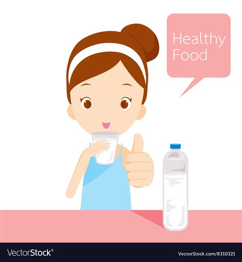 Cute Girl Drinking Water Royalty Free Vector Image
