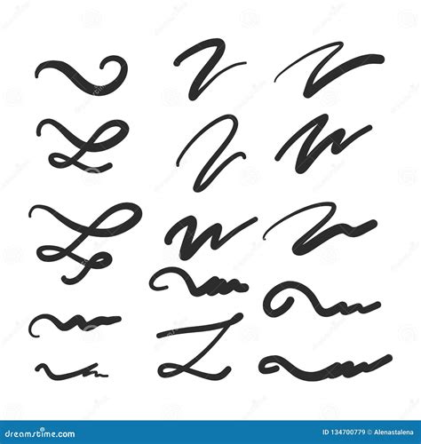 Set Of Hand Drawn Lettering And Calligraphy Swirls Squiggles Vector