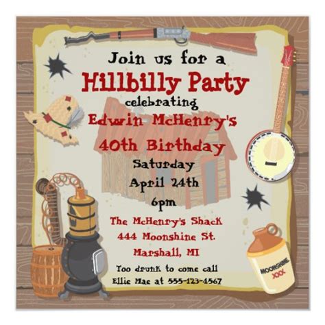 hillbilly party invitation zazzle