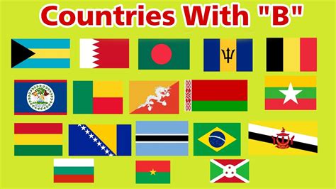 Country Name Starting B With Flag Letter B Countries Flags Youtube