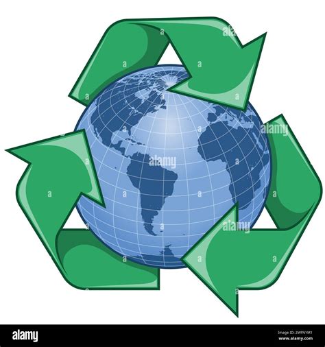 Recycling Logo Vector Design With Planet Earth Earth Sphere Design