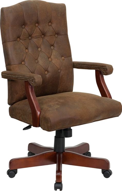 Rustic High Back Bomber Brown Upholstered Executive Desk Chair Rustic