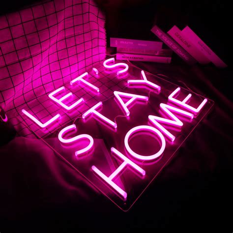 Custom Neon Sign Lets Stay Home Neon Signs Custom Neon Etsy Uk