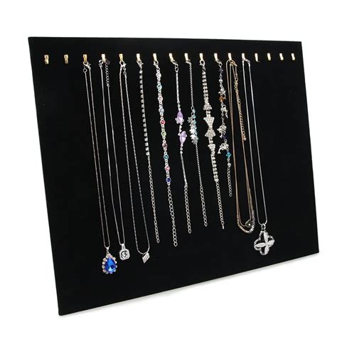 High Quality Black Velvet 17 Hook Necklace Chain Jewelry Display Holder