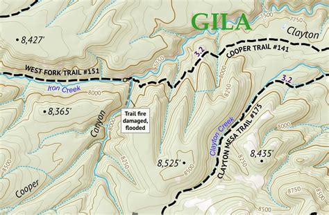 Gila Wilderness West Hiking Map Outdoor Trail Maps