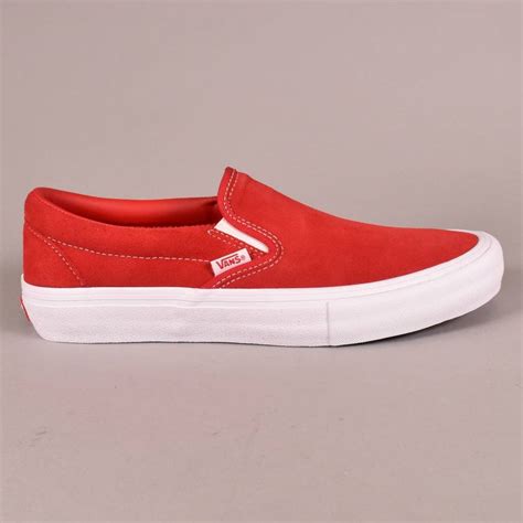 Vans Slip On Pro Skate Shoes Suede Redwhite Skate Shoes From