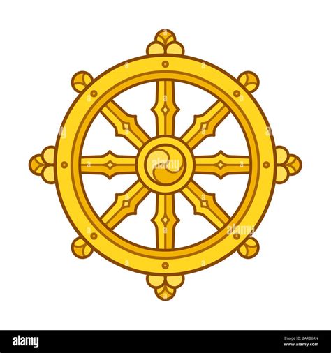 Dharmachakra Dharma Wheel Symbol In Buddhism Golden Wheel Sign Art