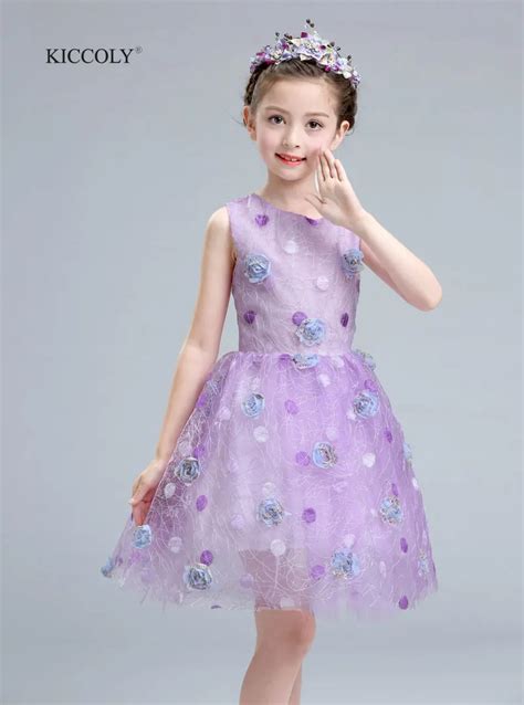 Kiccoly New 2018 Fashion 3d Applique Ball Gown Printing Flower Girl
