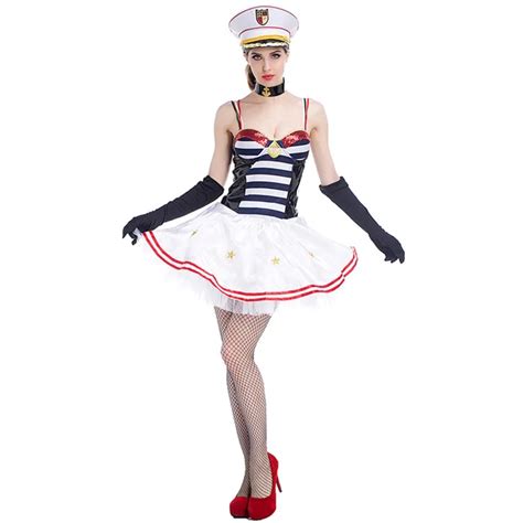 Womens Sailor Fancy Dress Costumes Sexy Hottie Seaside Sailor Girl Halloween Costumes For Women