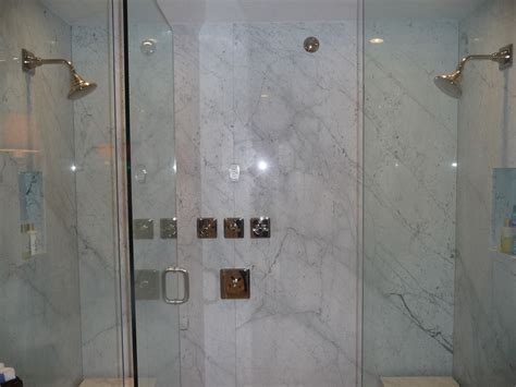 Shower Walls In Bianco Carrara Marble Natural Stone Bathroom Stone