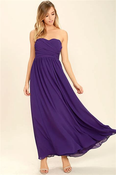 Purple Maxi Dress Strapless Dress Bridesmaid Dress Gown 84 00 Lulus