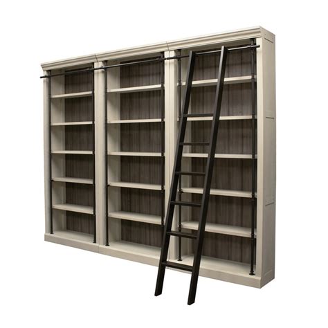 Fully Assembled 8 Tall Bookcase Wall With Ladder Wood Bookcase White