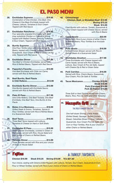 EL PASO MENU – El Paso Mexican Grill