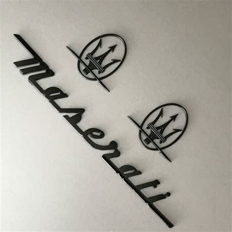 Pc Set Gloss Black Emblem For Maserati Rh Lh Side Trunk Logo Badges Nameplate Ebay