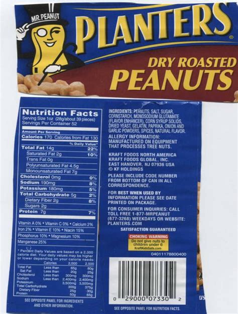 Unsalted Dry Roasted Peanuts Nutrition Facts Nutritionwalls