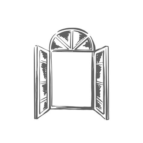 Open Window Sketch On Isolated Background Element Of Architecture