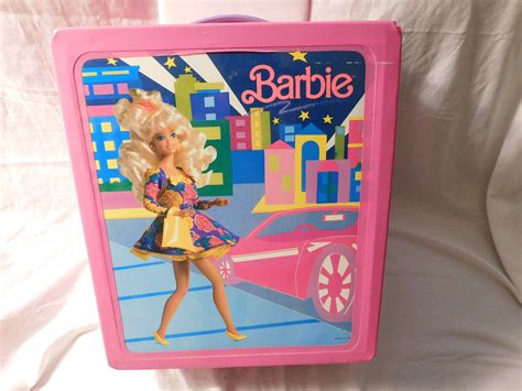 barbie doll pink carrying case trunk vintage 1991 etsy barbie dolls