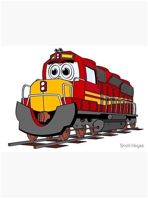 Red Train Engine Cartoon Art Print For Sale By Graphxpro Redbubble