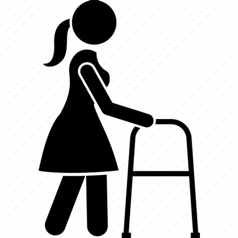 Aids Mobility Recovery Walker Walking Woman Icon Download On