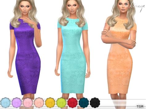 The Sims Resource Lace Pencil Dress By Ekinege Sims 4 Downloads