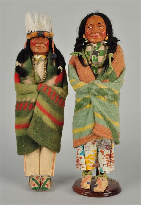 lot detail lot of 2 vintage skookum american indian dolls