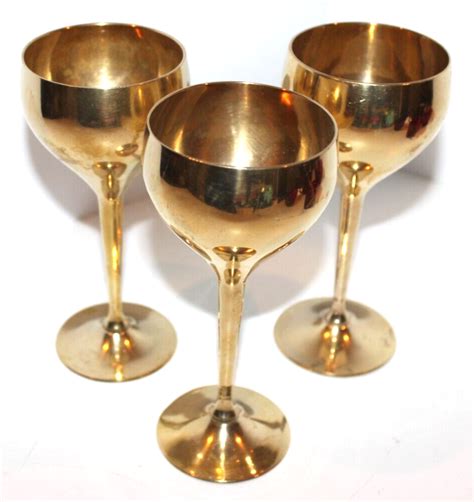 Vintage Epns Brass Goblets Set Of Polished Ebay