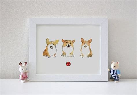 Corgi Puppies Art Print Nursery Decor Corgi Ts T Etsy