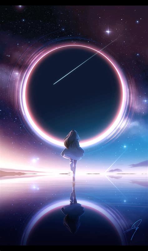 Hd Wallpaper Anime Anime Girls Artwork Black Holes Stars Water