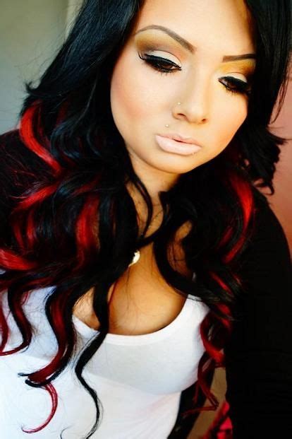 Red And Black Hairstyles For Long Hair Pinterest Black