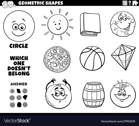 Circle Shape Educational Task For Kids Coloring Vector Image