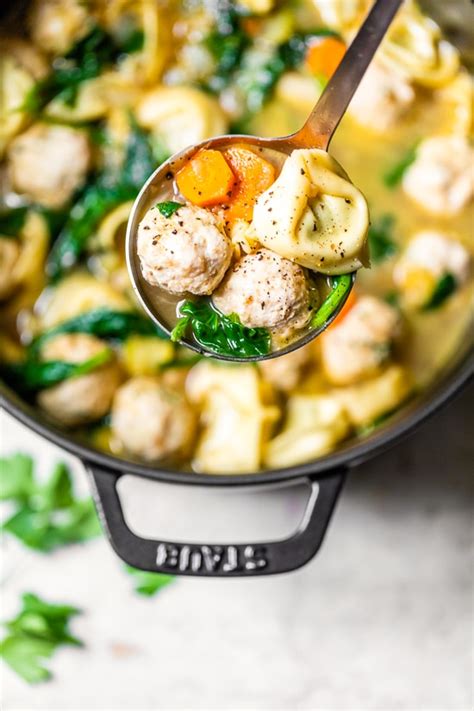 Turkey Meatball Tortellini Soup With Spinach BLOGPAPI