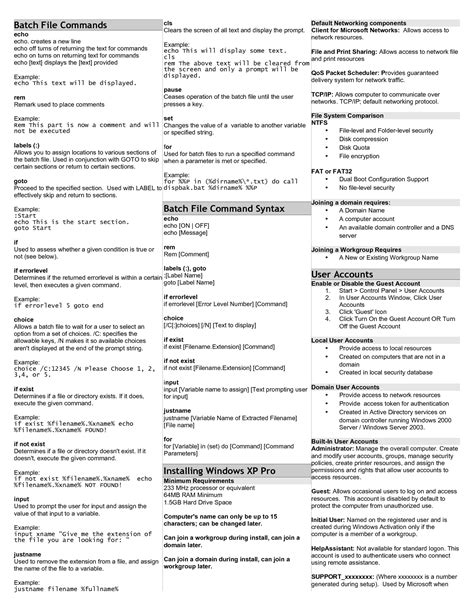 Dos Cheat Sheet Pdf Batch File Some Text Cheat Sheets