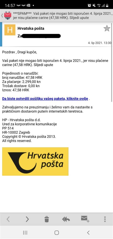 Hrvatska Pošta Upozorava Ne Plaćajte Ako Dobijete Ovaj Mail Lika Club