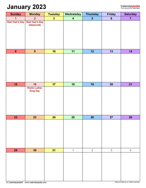 28 Printable Top January 2023 Blank Calendar Template Printable
