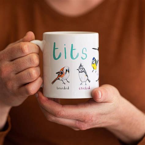 Set Of Four Bird Mugs Tits Boobies Cocks And Peckers By Sarah Edmonds Illustration