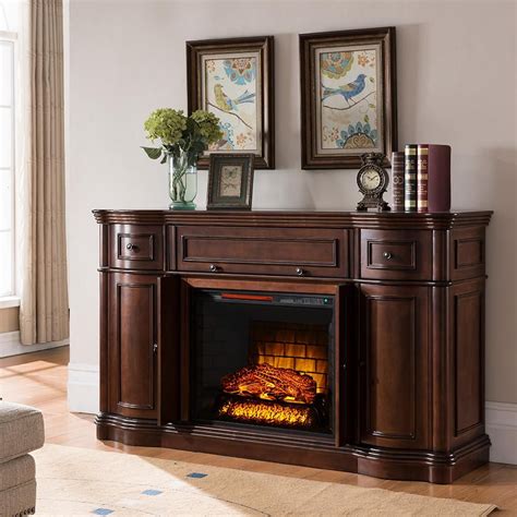 The white finish and gunmetal hardware will add a clean, sophisticated touch to your living space. Bold Flame Vanderbilt 68 in. Media Console Electric Fireplace TV Stand in Walnut-SP5636 - The ...