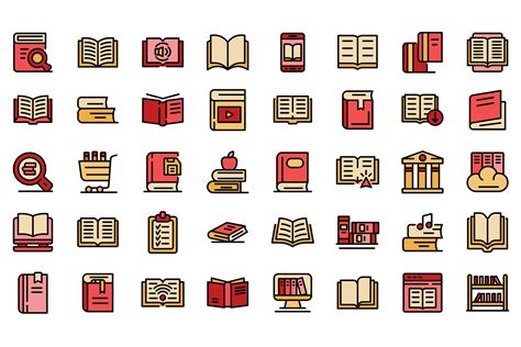 Library Icons Set Vector Flat By Ylivdesign