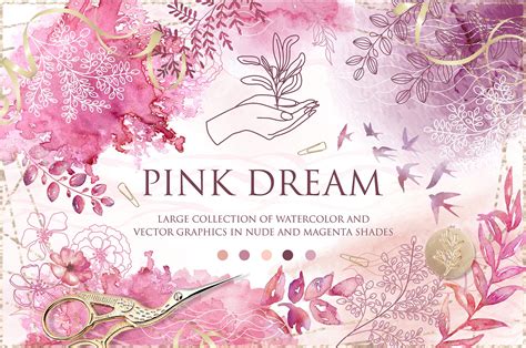 Pink Dreams Flowers And Splashes Animal Illustrations ~ Creative Market