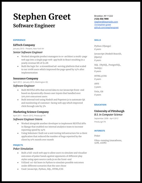 Why use the engineering cv sample? Software Developer Cv Sample - Database - Letter Templates