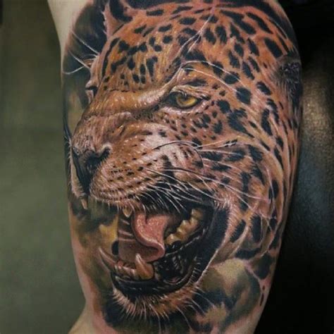 Angry Jaguar Face Tattoo Design