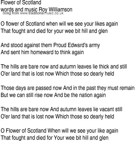 Lyrics for flower of scotland by tommy scott. Flower of Scotland. National Anthem | Irish songs ...