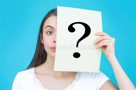 Unknown Woman Holding Question Mark Girl Holding Paper Question Mark