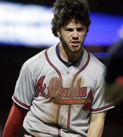 Atlanta Braves Dansby Swanson Celebrates After Scoring Against The San