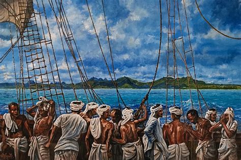 file visual art of the first indentured indian labourers arriving in mauritius 1834