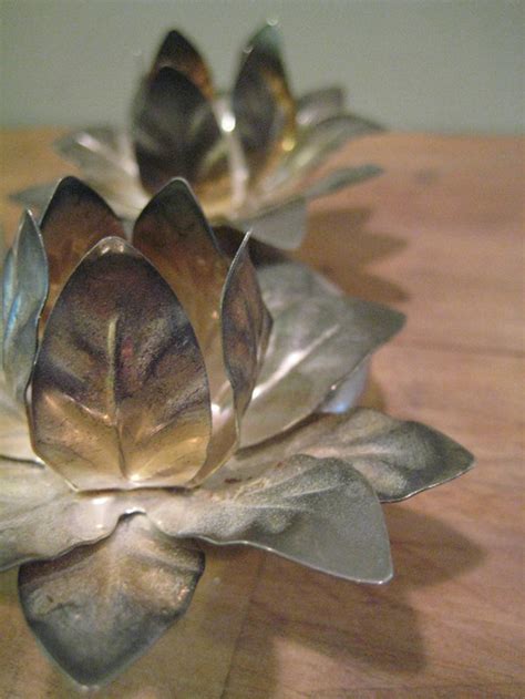 Vintage Metal Flower Candle Holder Etsy