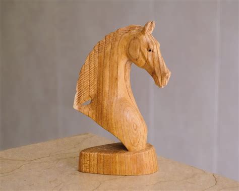 Wooden Horse Head Sculpture Wood Carving Hand Carved Statue Etsy