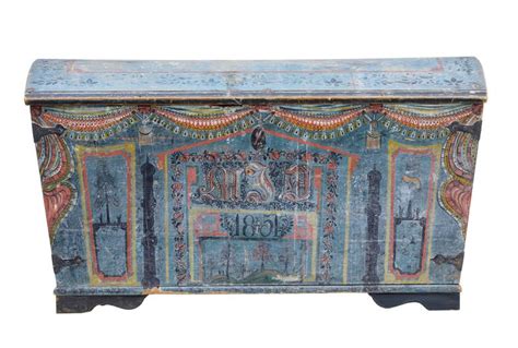 19th Century Swedish Painted Dome Top Trunk Chest At 1stdibs